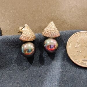 Natural freshwater pearl large pearl blueberry purple pearl full crystal sterlin